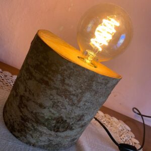 Natural wood base lamp