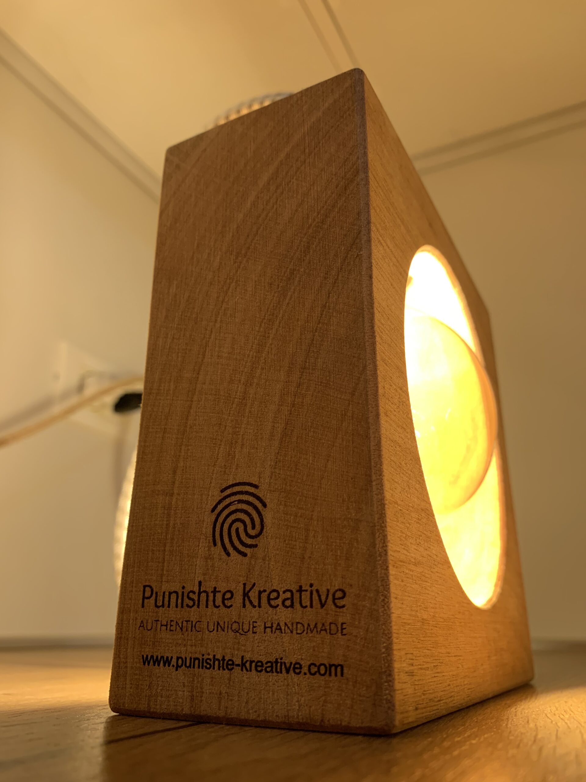 Handcrafted Decorative Wooden Lamp - Image 2