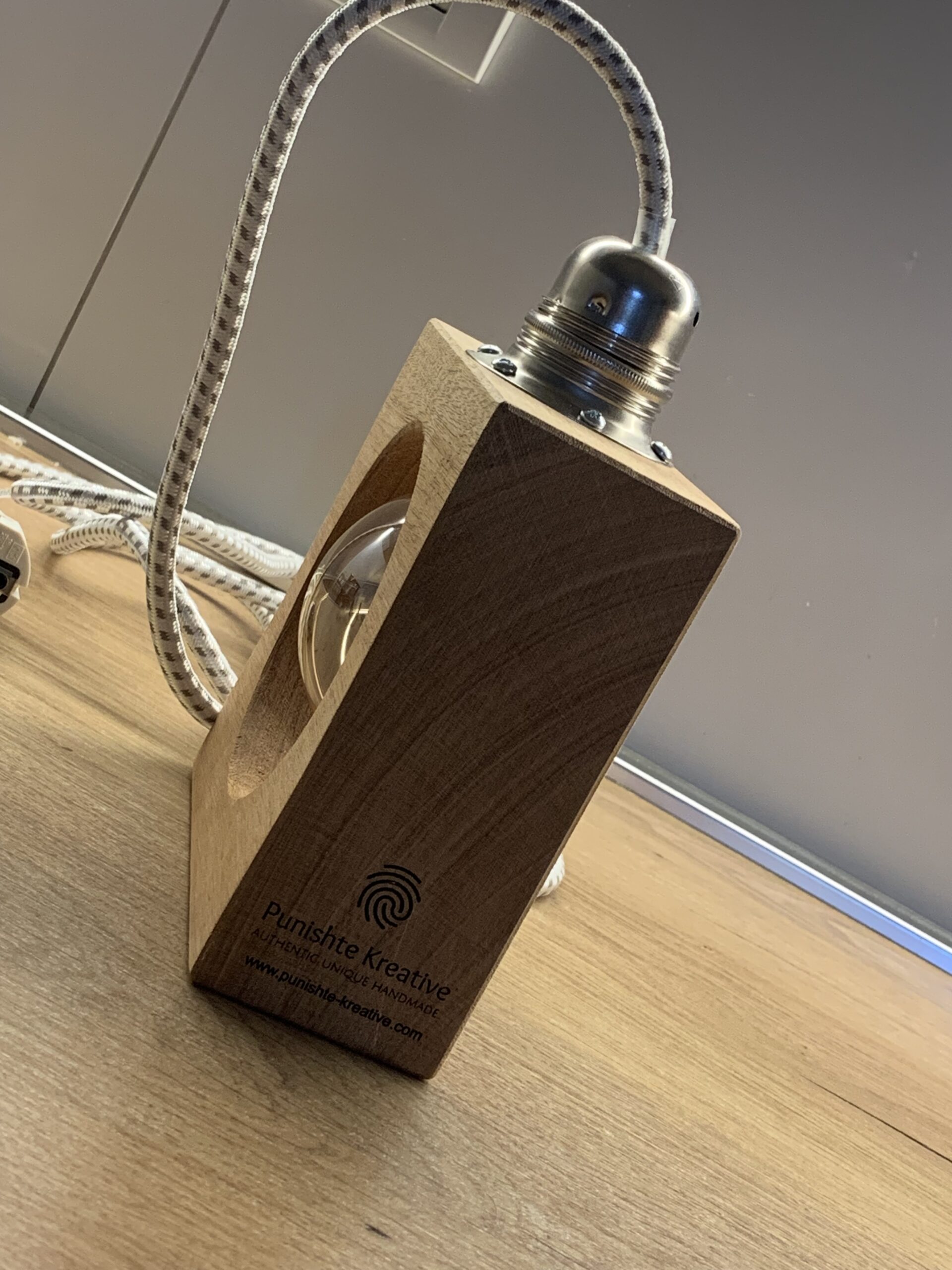 Handcrafted Decorative Wooden Lamp - Image 4