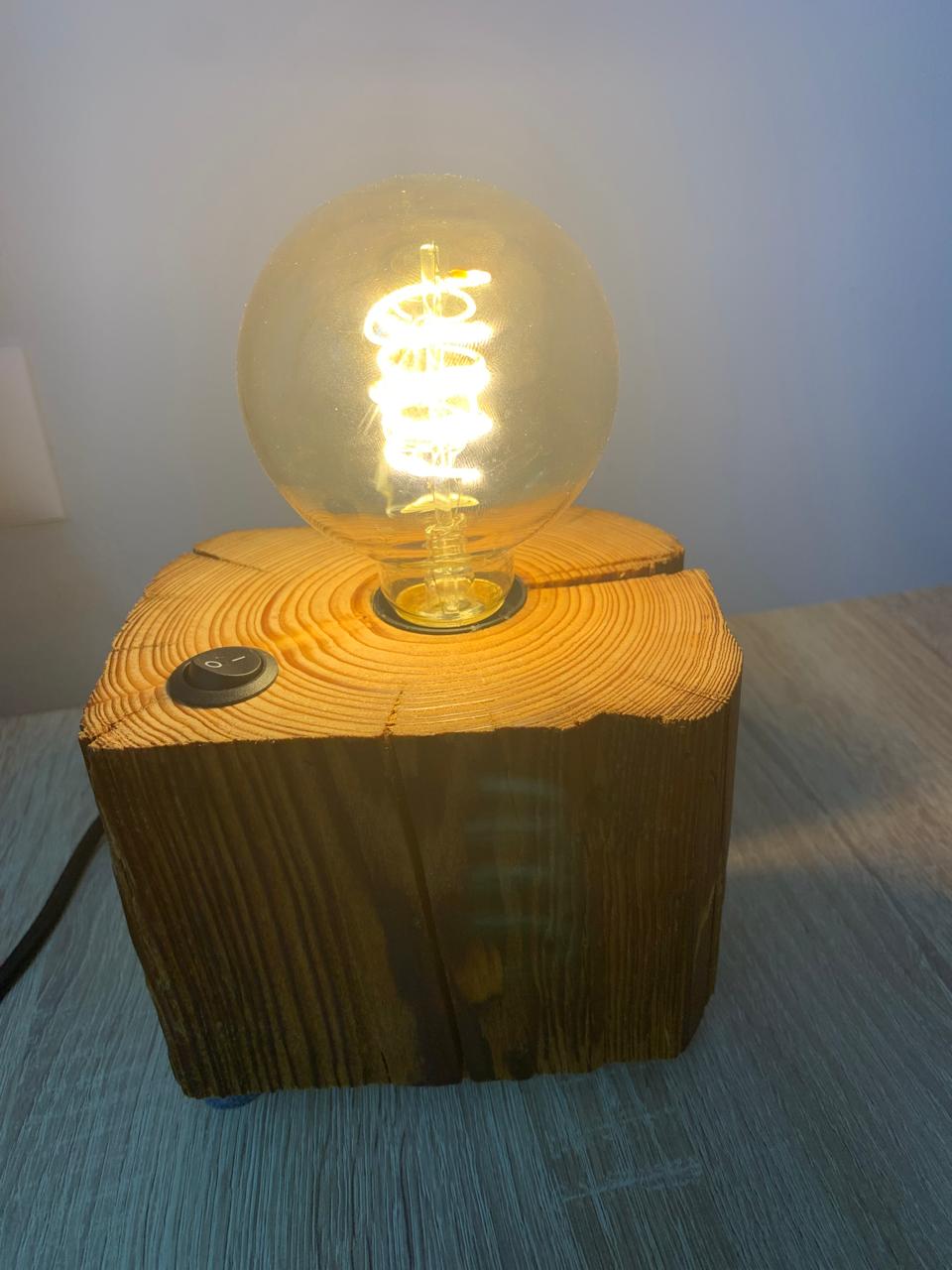 Handmade Natural Wood Table Lamp – Unique Rustic Home Decor